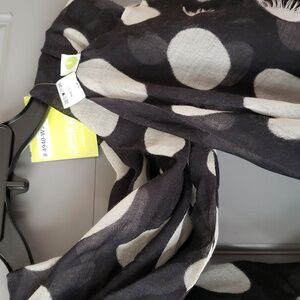 See By Donna Gorman Black and White Polka Dot Scarf